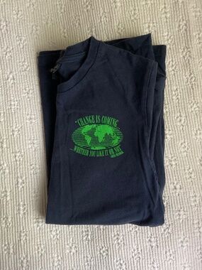 WESC navy & neon green graphic tee
